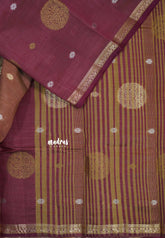 Wine brown - Raaga - Semi Tussar Saree Thread Weaving  Buttas with Tiny Border